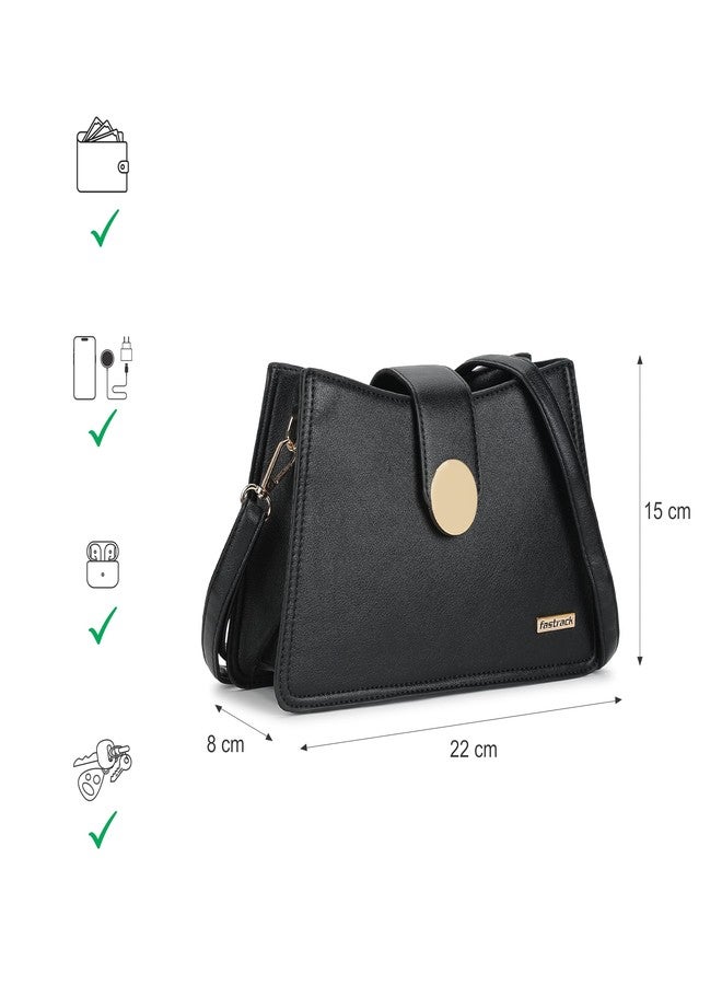 Fastrack Solid Structured Sling Bag for Women, Ladies and Girls | with Detachable Sling Strap & Magnetic Button Closure | Slings for Casual Carry | Ladies Purse Handbag - Image 4